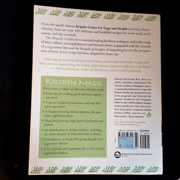 Kripalu Cookbook: Gourmet Vegetarian Recipes softcover Book 1995 Clean Eating - Picture 2 of 6